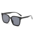 Classic oversized square black sunglasses with smoke lenses and silver stud accents - Black Frame Grey Lens
