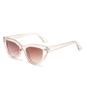Stylish women's cat-eye sunglasses with transparent pink frame and gradient lenses - 2112 / Champagne Frame Double Tea Lens