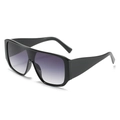 Oversized shield sunglasses with thick black frames and purple gradient lenses - One Size / Black Frame Double Gray Lens