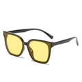Retro oversized square sunglasses with shiny black frame and translucent yellow lenses - Black Frame Yellow Lens