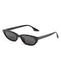 Lunettes de soleil œil-de-chat vintage noires avec verres gris foncé et monture minimaliste - Monture Noire Verres Gris