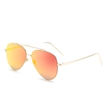 Aviator sunglasses with gold metal frame and orange-red gradient mirrored lenses - Gold Frame Red Lenses