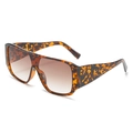 Oversized square tortoise frame sunglasses with brown gradient lenses and UV400 protection - One Size / Leopard Frame Gradient Brown Lens