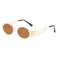 Lunettes de soleil ovales rétro avec monture dorée et verres bruns aux branches ajourées - Monture Dorée Verres Marron