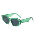 Cat eye sunglasses with trendy transparent green polygonal frame and dark grey lenses - Green Frame Grey Lens
