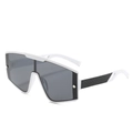 Lunettes de soleil blanches oversize avec verres gris et branches texturées - Monture Blanche Verres Gris