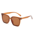 Stylish square oversized sunglasses with amber translucent frames and brown lenses - Tea Frame Tea Lens