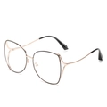 Stylish rose gold polygonal cat-eye metal sunglasses with elegant black frame accents - Gold Frame Clear Lens