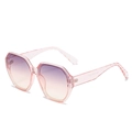 Occhiali da sole poligonali con montatura rosa trasparente e lenti sfumate viola - Montatura Rosa Lenti Rosa Grigio
