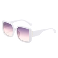 Fashionable oversized square white sunglasses with gradient purple lenses for women - New Style / Standard (Incl. 13% VAT) White Frame Grey Pink Lenses