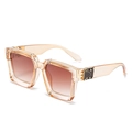 Fashionable oversized square sunglasses with amber frames and brown gradient lenses - Hot Items / Standard (Incl. 13% Tax) Champagne Frame / Tea Lenses