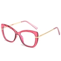 Montatura cat-eye rosa rosa con stanghette in metallo dorato e cerniere a molla - Montura Rosso Rosa