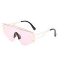 Fashionable oversized square sunglasses with pink lenses and gold metal frame for women - Gold Frame Pink Lenses