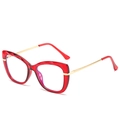 Occhiali cat-eye chic con montatura TR rosso trasparente e stanghette dorate - Montatura Rosso Vino