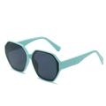 Irregular octagon sunglasses in mint green with wavy temples and dark grey lenses - Green Frame Grey Lens