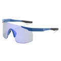 Blue cycling sports sunglasses with gradient purple reflective lenses and non-slip pads - Blue Frame / Blue Lens