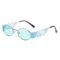 Fashion small round sunglasses with light blue metal frame and hollowed temples - New Style / Standard (Incl. 13% Tax) Green Frame / Green Lenses