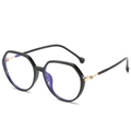 Occhiali TR90 anti-luce blu neri con stanghette in metallo dorato, vista a 45 gradi - Nero Oro Lucido