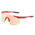 Red gradient cycling sunglasses with streamlined frame and black anti-slip temple tips - Red Frame Red Mirror