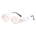 Retro white round sunglasses featuring wavy hollow-out temples and light orange lenses - New Style / Regular (Incl. 13% VAT) White Frame Light Tea Lenses