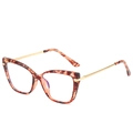 Lunettes œil de chat TR90 motif écaille avec filtre anti-lumière bleue et branches dorées - Cadre Léopard