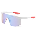 White frame sports sunglasses with purple colorful lenses and red non-slip pads - White Frame Blue Lens