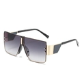 Oversized square sunglasses with purple gradient lenses and golden metal temples - Gold Frame Gradient Gray Lens