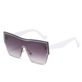 Modern white frame oversized shield sunglasses with purple gradient lenses for women - White Legs Gradient Gray Lens