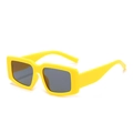 Retro rectangle sunglasses in vibrant yellow thick frame with dark grey lenses - Yellow Frame Grey Lens