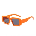 Stylish rectangular sunglasses featuring a bold orange frame and dark grey lenses - Orange Frame Grey Lens