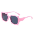 Occhiali da sole rettangolari rosa oversize con montatura lucida e lenti scure - Montatura Rosa Lente Grigia