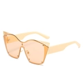 Oversized vlinder zonnebril met oranje glazen en gouden kanten metalen details - Crème Poten Licht Thee Lenzen