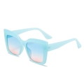Cat eye sunglasses with light blue translucent frame and pink-orange gradient lenses - New Style / Standard Blue Frame with Blue-Pink Lenses
