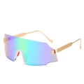 Radsport-Sonnenbrille mit Regenbogen-Verlaufslinsen und goldenen Metallbügeln - Goldrahmen Grüner Spiegel