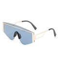 Vierkante oversized metalen zonnebril met lichtblauwe verloopglazen voor dames - Gouden Frame Blauwe Lenzen