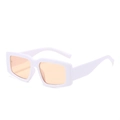 Lunettes de soleil carrées rétro avec monture en plastique blanc et verres orange - En stock / Standard (taxe incluse) monture blanche et verres oranges