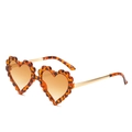 Modische Kinder Sonnenbrille Herzform mit Schildpatt Rahmen und goldenen Metallbügeln - Leopardenmuster Rahmen Verlaufsgrad Tee Linsen