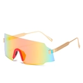 Radler-Sonnenbrille mit buntem Verlaufsglas und goldenem Metallgestell für Sport - Goldener Rahmen Rote Verspiegelte Gläser