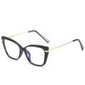 Lunettes anti-lumière bleue œil de chat, monture noire et branches en métal doré - Monture Noire