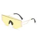 Oversized square aviator sunglasses with gradient yellow lenses and golden metal frame - Gold Frame Yellow Lenses