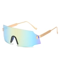 Große Radsport-Sonnenbrille mit Regenbogen-Farbverlauf und goldenem Metallrahmen - Goldrahmen Gelbe Gläser