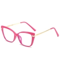 Monture de lunettes œil-de-chat TR90 rose brillant avec branches en métal doré - Monture Rose Rouge