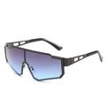 Oversized punk shield sunglasses with blue-purple gradient lenses and hollow metal temples - Ready Stock / Black Frame with Grey-Blue Lenses (Incl. 13% VAT)