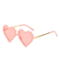 Cute pink heart-shaped children sunglasses with gold metal temples and wavy frame - Regular Pink Frames with Pink Lenses (Inc. 13% VAT) / Hot Items