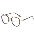 Modern square TR90 metal hybrid anti-blue light glasses frame in black and gold - Black Gold Frame