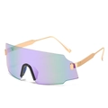 Oversized cycling sunglasses with purple-blue gradient lenses and gold metal temples - Ready Stock / Gold Frame Purple Coating (Standard)