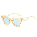 Lunettes de soleil œil-de-chat à monture orange transparente et verres bleus tendance - En stock / Standard (incl. 13% TVA) monture jaune transparent verres bleus