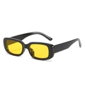 Retro rectangular sunglasses for kids featuring a black thick frame and yellow lenses - Black Frame Yellow Lens