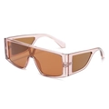 Lunettes de soleil bouclier rose pêche avec verres bruns et panneaux latéraux stylés - Monture Violette Verre Thé