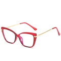 Lunettes œil-de-chat avec monture rouge transparent TR90 et branches dorées - Monture rouge vin